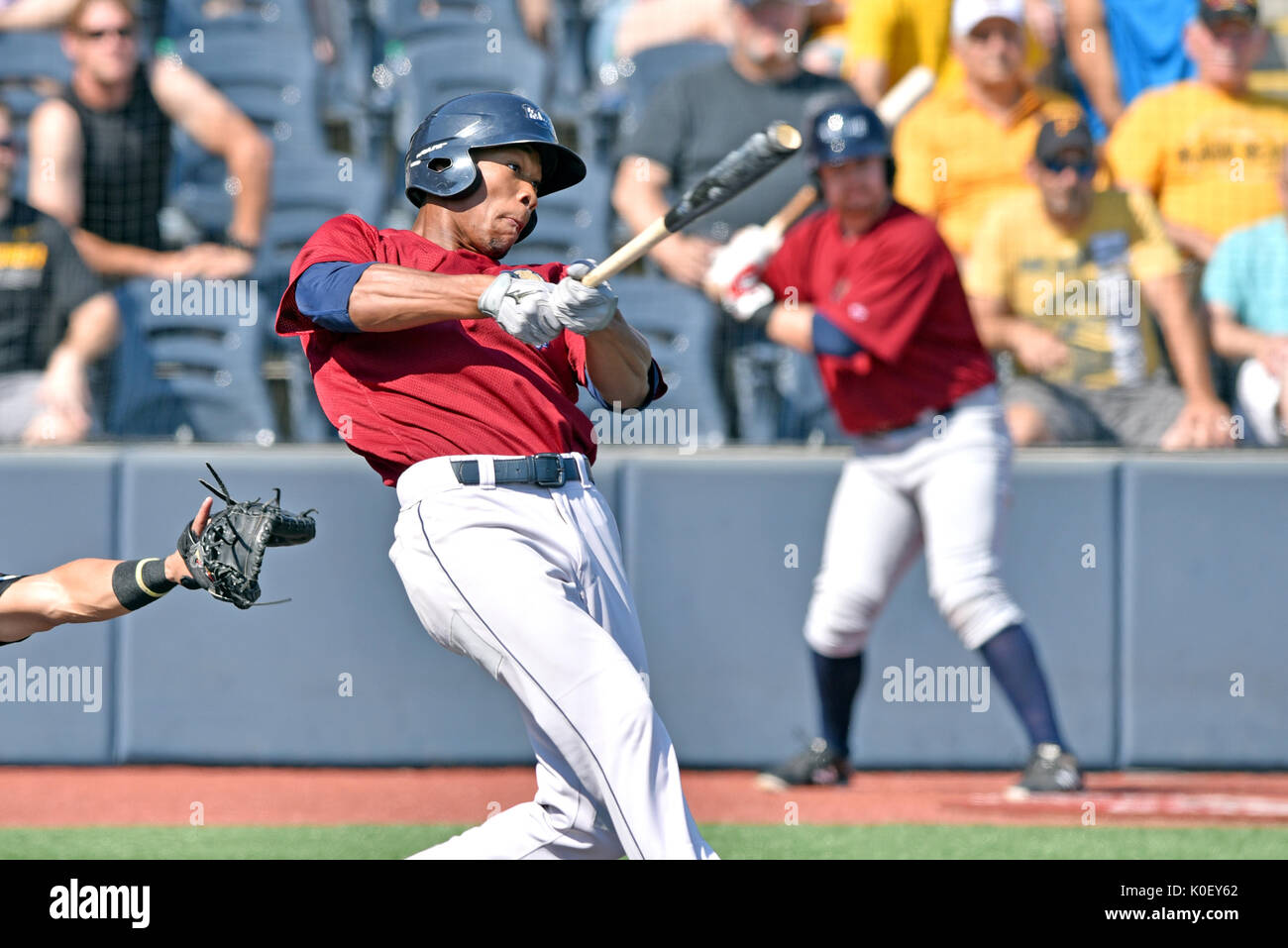 Morgantown, West Virginia, USA. 20th Aug, 2017. Mahoning Valley Scrappers right fielder WILL BENSON (7) during the August 20, 2017 New York-Penn league game at Monongalia County Ballpark in Morgantown, WV. Credit: Ken Inness/ZUMA Wire/Alamy Live News Stock Photo