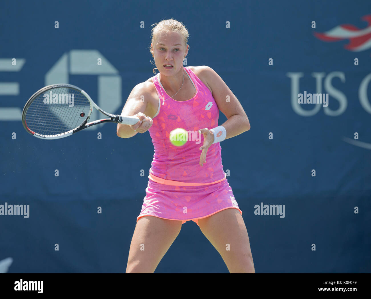 New York, USA. 22nd Aug, 2017. Anna Blinkova of Russia returns ball during  qualifying game against Whitney Osuigwe of USA at US Open 2017 Credit: lev  radin/Alamy Live News Stock Photo - Alamy