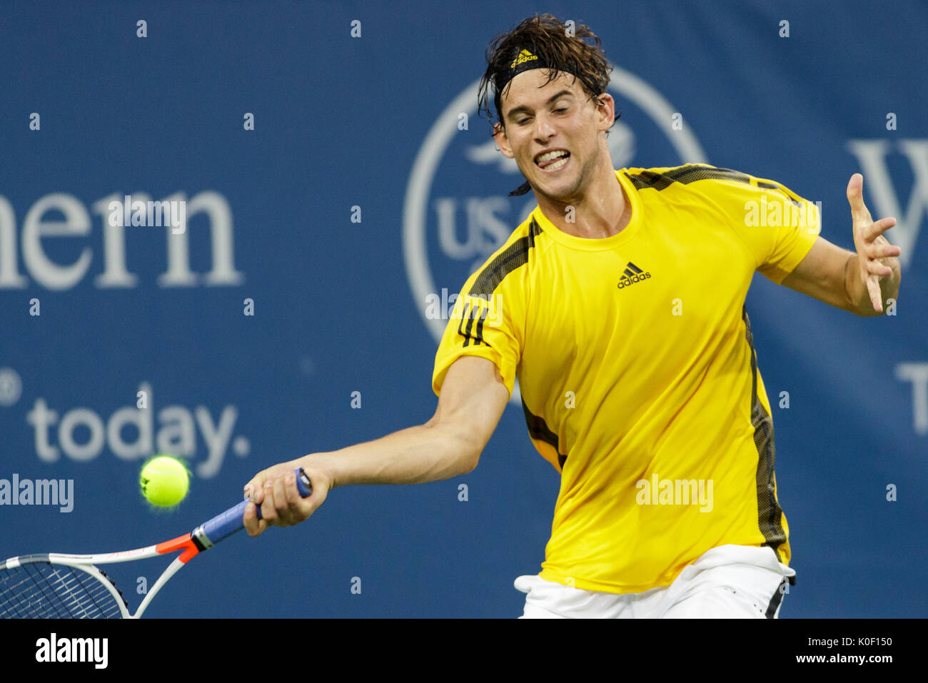 August 18, 2017: Dominic Thiem (AUT) in action during the quarterfinal round at the 2017 Western & Southern Open tennis tournament being played at the Linder Family Tennis Center in Mason, Ohio. Adam Lacy/CSM Stock Photo