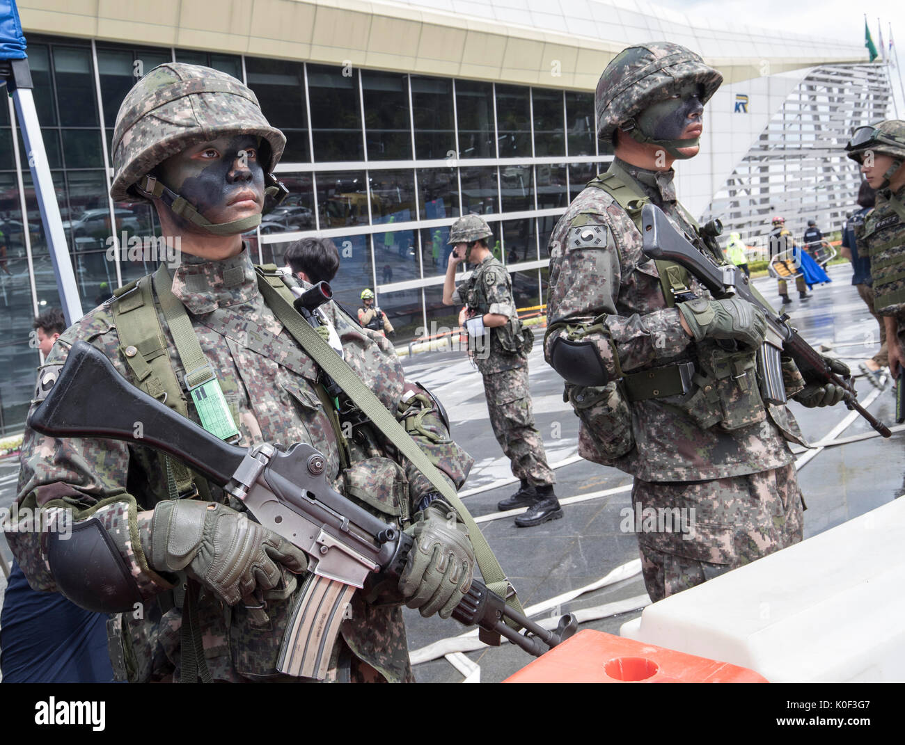 Seoul South Korea 23rd Aug 2017 South Korean Security Members Participate In A Civil Defense 