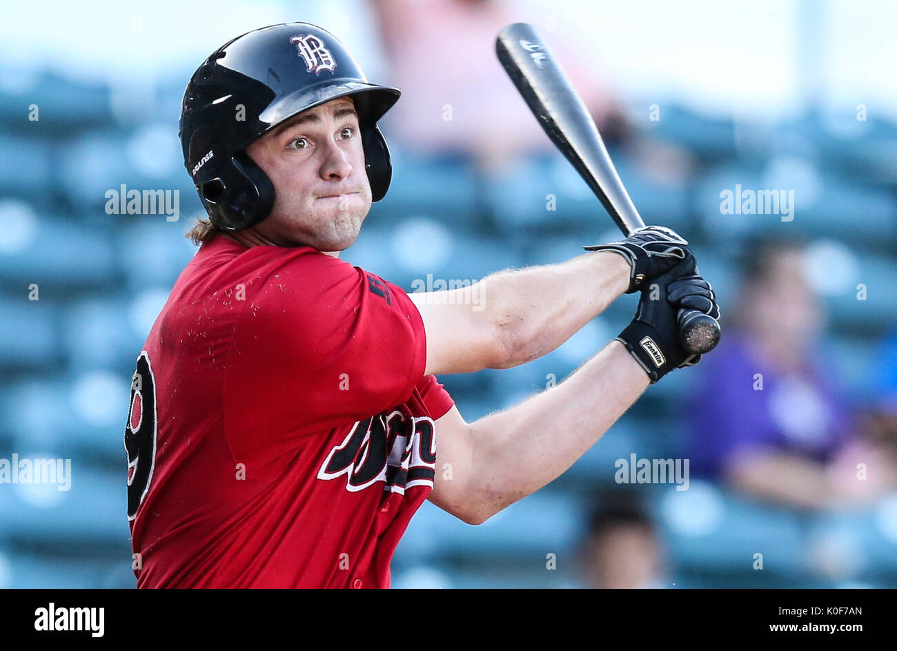 Aug. 22, 2017 Jacksonville, FL, US: Birmingham Barons center fielder Hunter Jones (29) at bat during the first game of an MiLB baseball doubleheader against the Jacksonville Jumbo Shrimp in Jacksonville, FL. Jacksonville defeated Birmingham 4 to 3. Gary McCullough/CSM Stock Photo