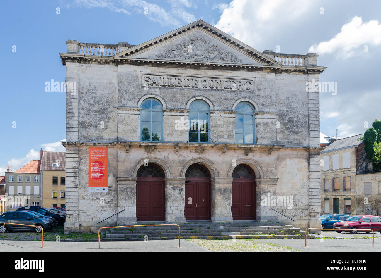 The old Salle de Concert or Concert Hall in Place Saint-Jean, Saint Omer, Northern France Stock Photo
