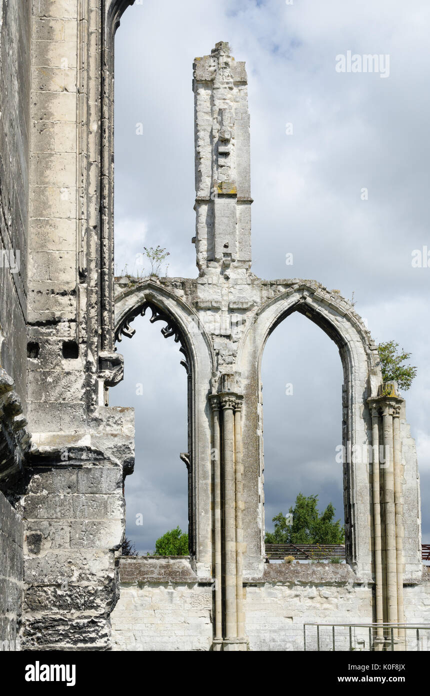 The ruins of Saint-Bertin Abbey, a benedictine abbey in Saint-Omer in ...