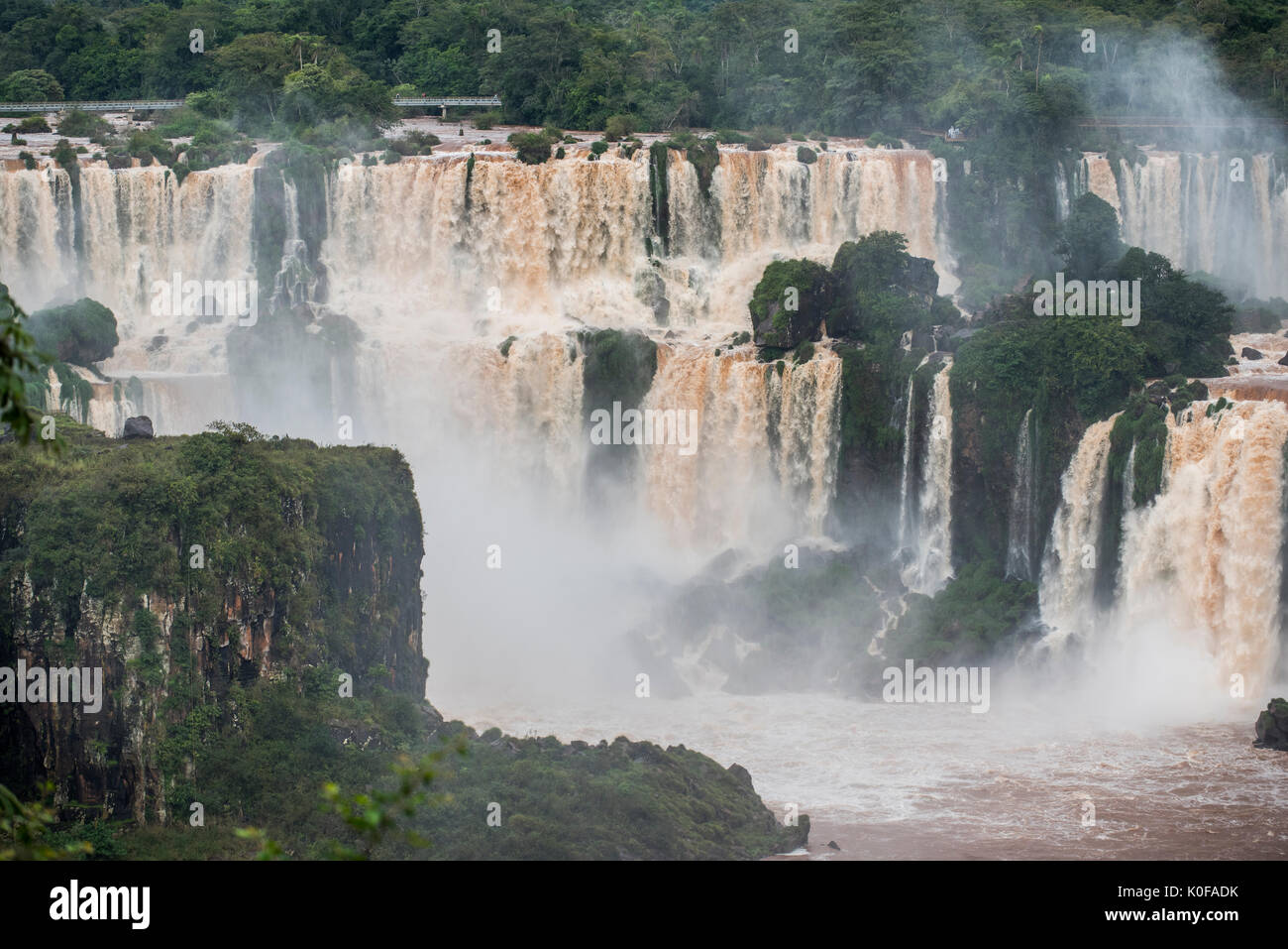 Waterfall Bosetti, Iguazú Falls, Iguazú River, border between Brazil and Argentina, Foz do Iguaçu, Paraná, Brazil Stock Photo
