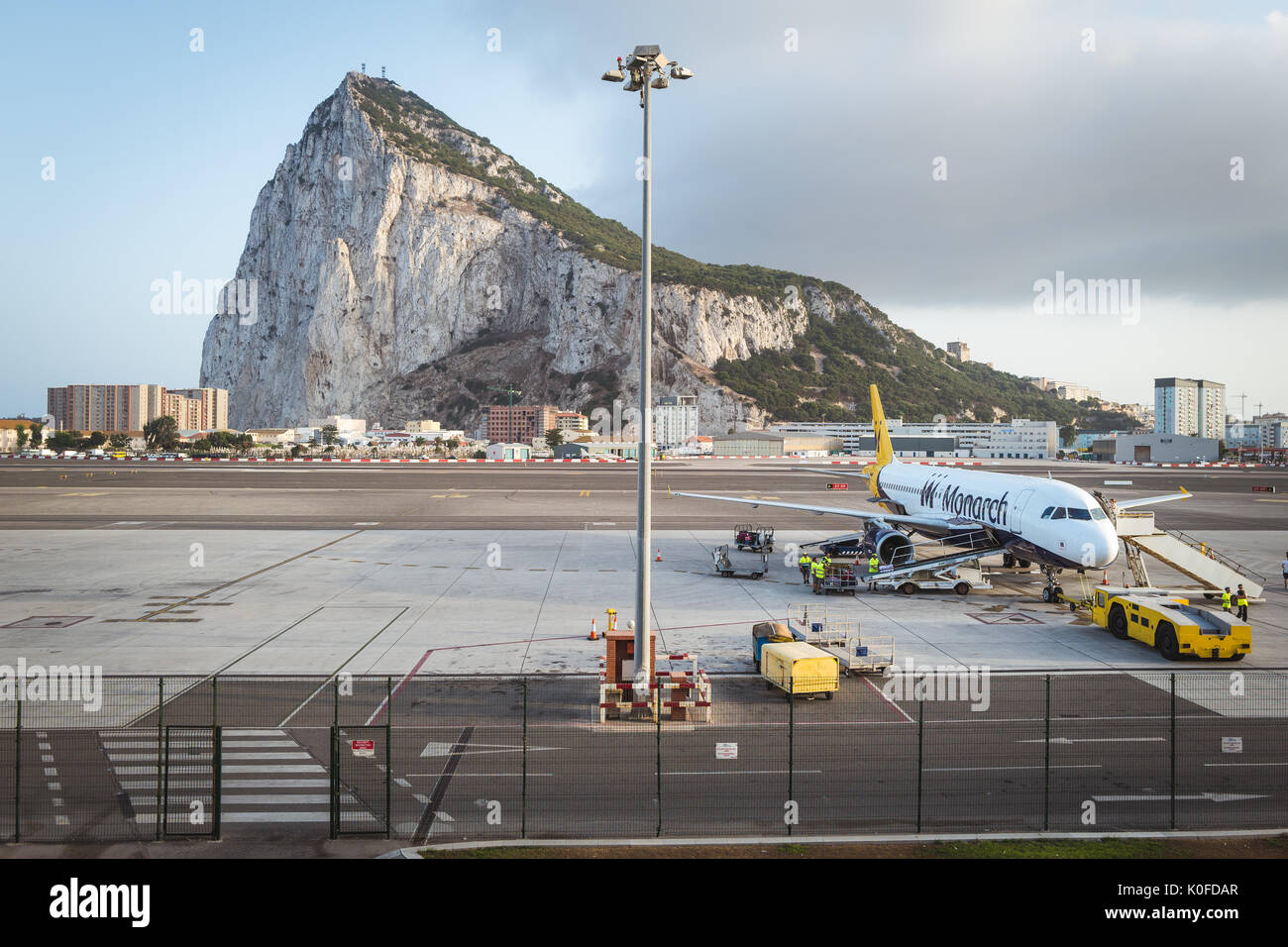 An aircraft on the tarmac at Gibraltar International Airport with ...