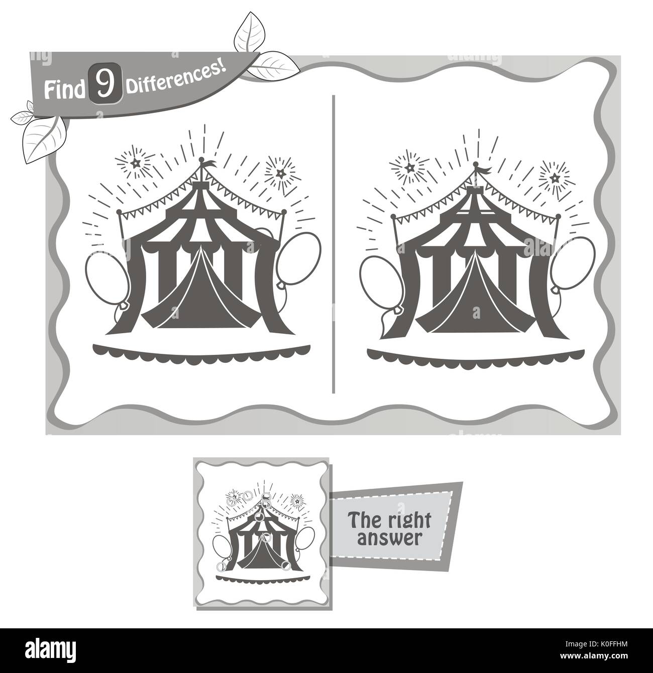 visual game for children and adults. Task to find 9 differences in the illustration on the school board. black and white vector illustration Stock Vector