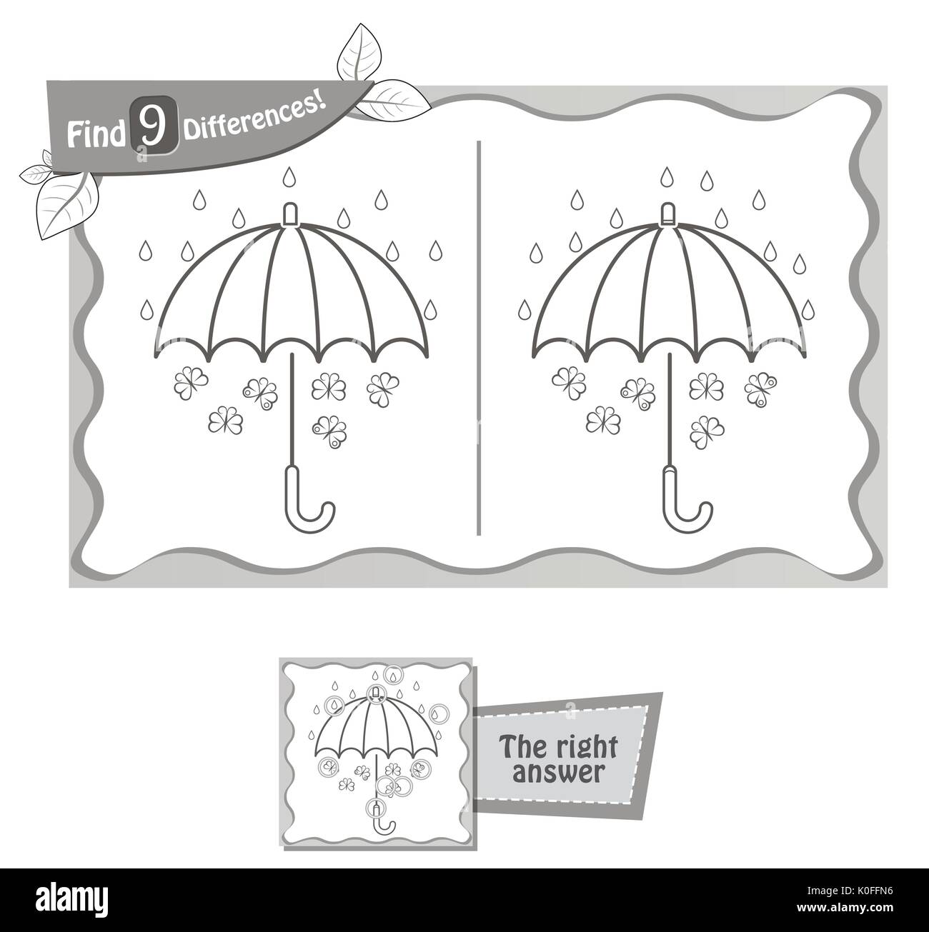 visual game for children and adults. Task to find 9 differences in the illustration on the school board. black and white vector illustration Stock Vector