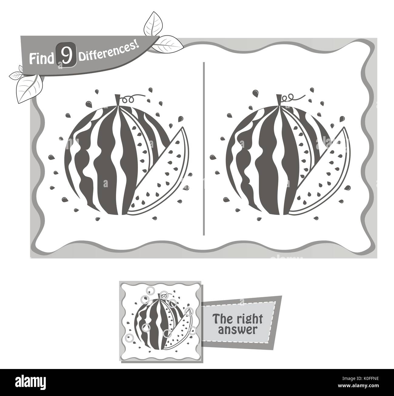 visual game for children and adults. Task to find 9 differences in the illustration on the school board. black and white vector illustration Stock Vector