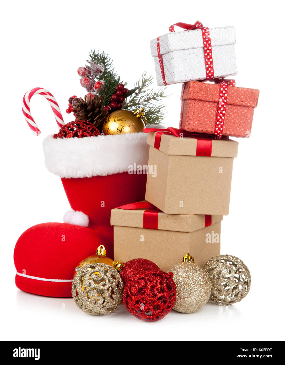 Santa's shoe on white background Stock Photo