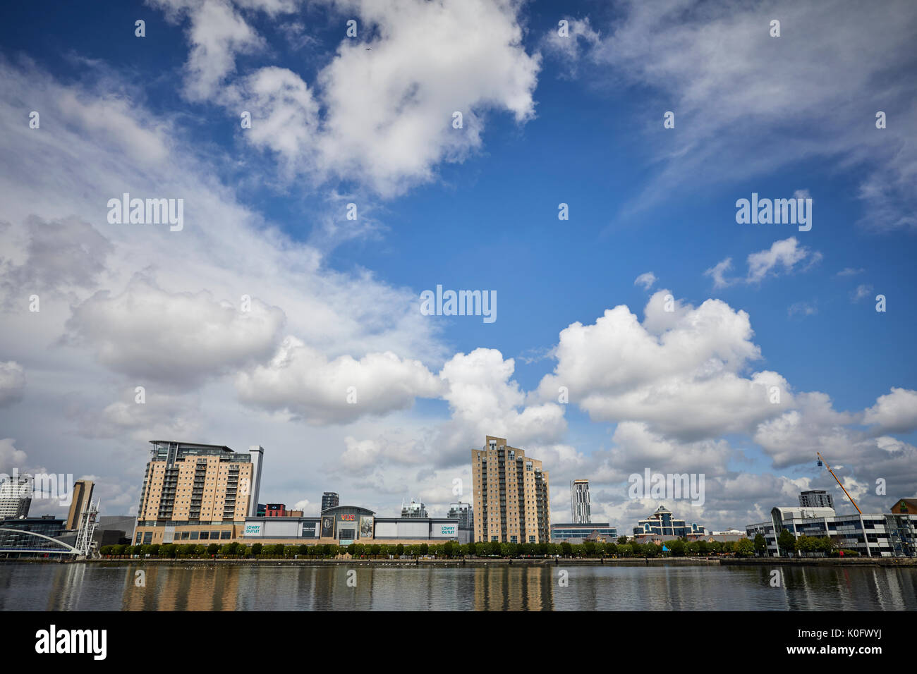 Manchester MediaCityUK at Salford Quays,Lowery Outlet mall on the waterfront docks Central Bay Stock Photo