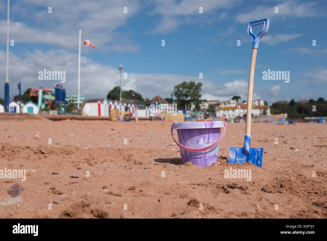 Bucket and spade on a UK beach Stock Photo Alamy