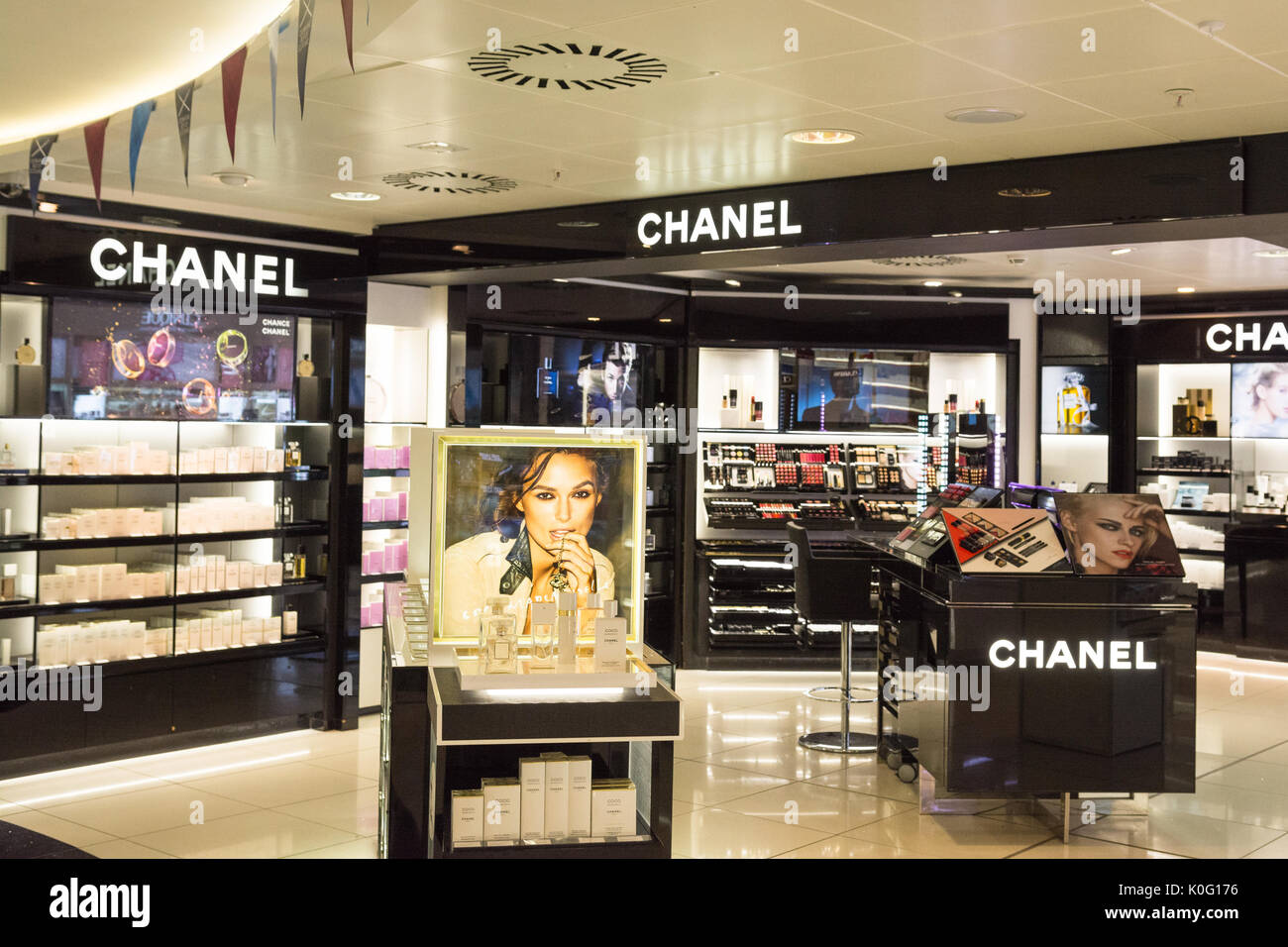 Chanel counter at World Duty Free, Glasgow Airport Stock Photo