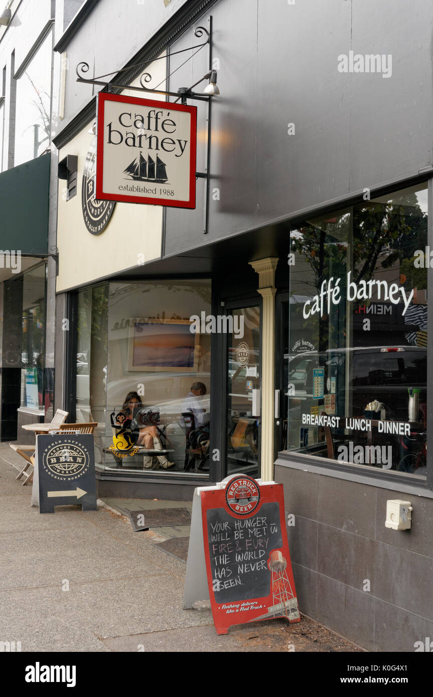 Caffe Barney restaurant and bar and Bean Around the World coffeeshop on South Granville Street, Vancouver, BC, Canada Stock Photo