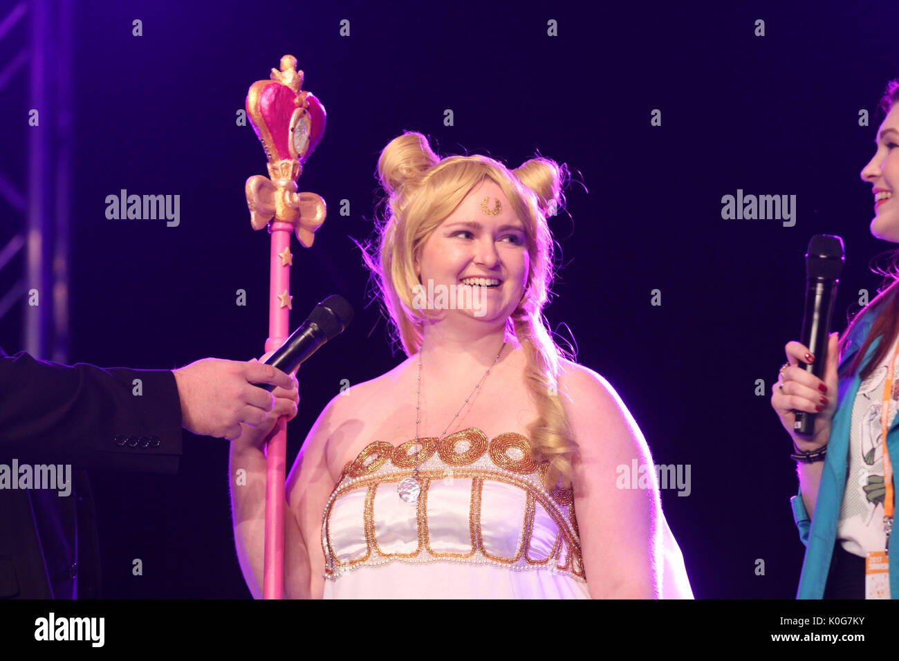 Sydney, Australia. 19 August 2017. Pictured: Cosplay competition & catwalk: Pretty Guardian Sailor Moon, Lucie as Princess Serenity. SMASH! Sydney Man Stock Photo