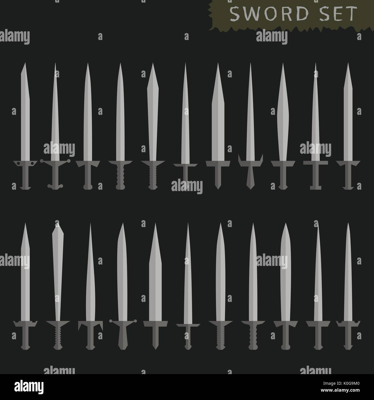 Silver Sword set Stock Vector