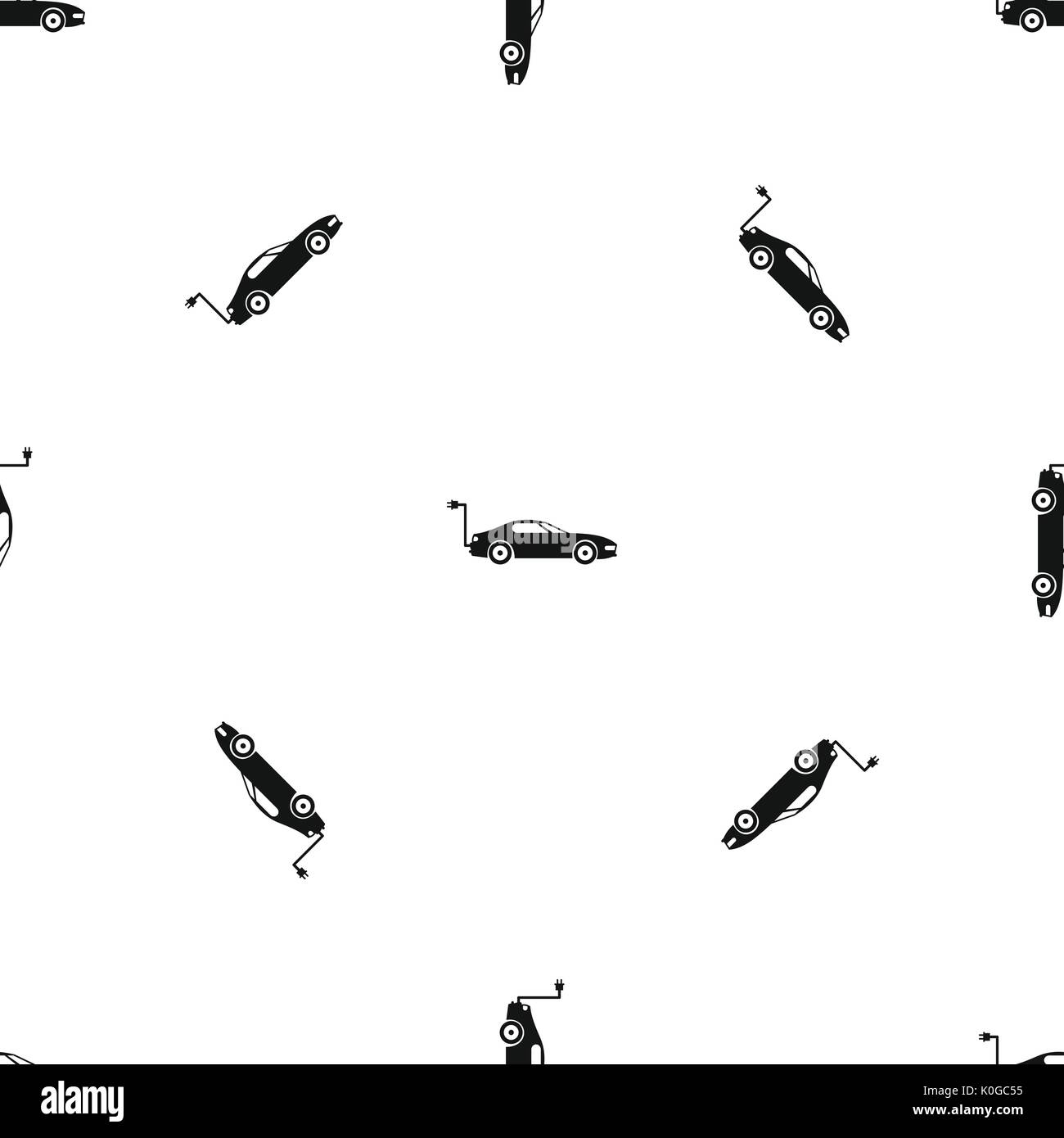 Electric car pattern seamless black Stock Vector