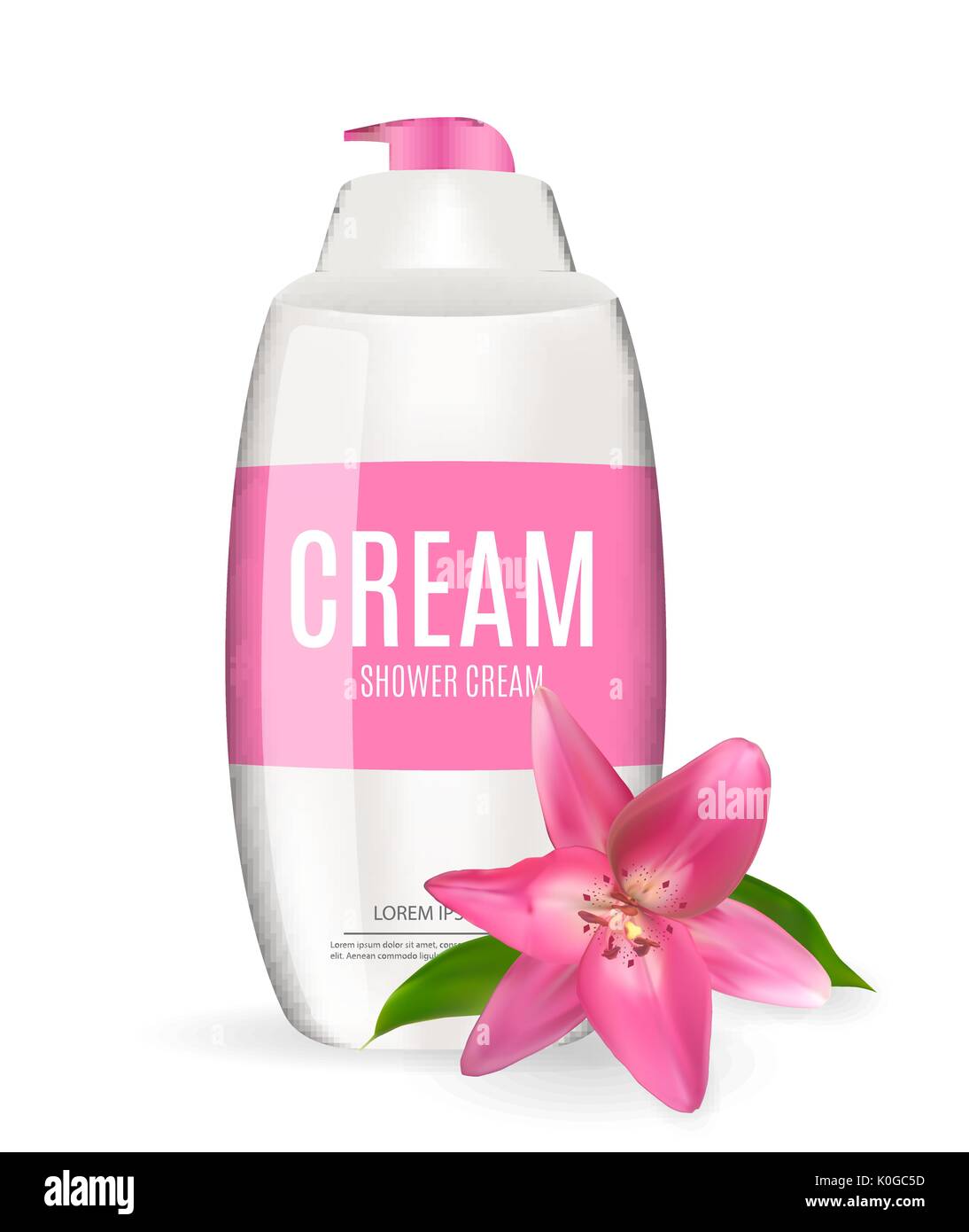 Shower Gel Bottle Template for Ads or Magazine Background. 3D Realistic