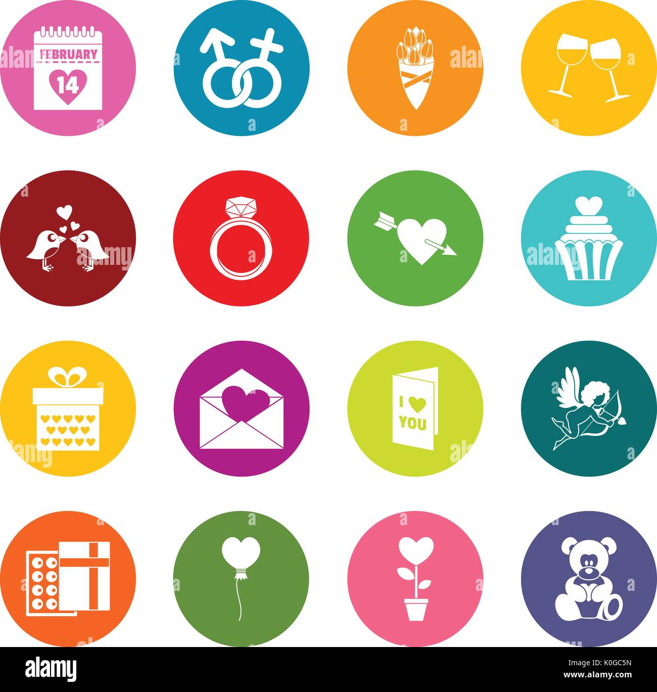 Saint Valentine icons many colors set Stock Vector Image & Art - Alamy