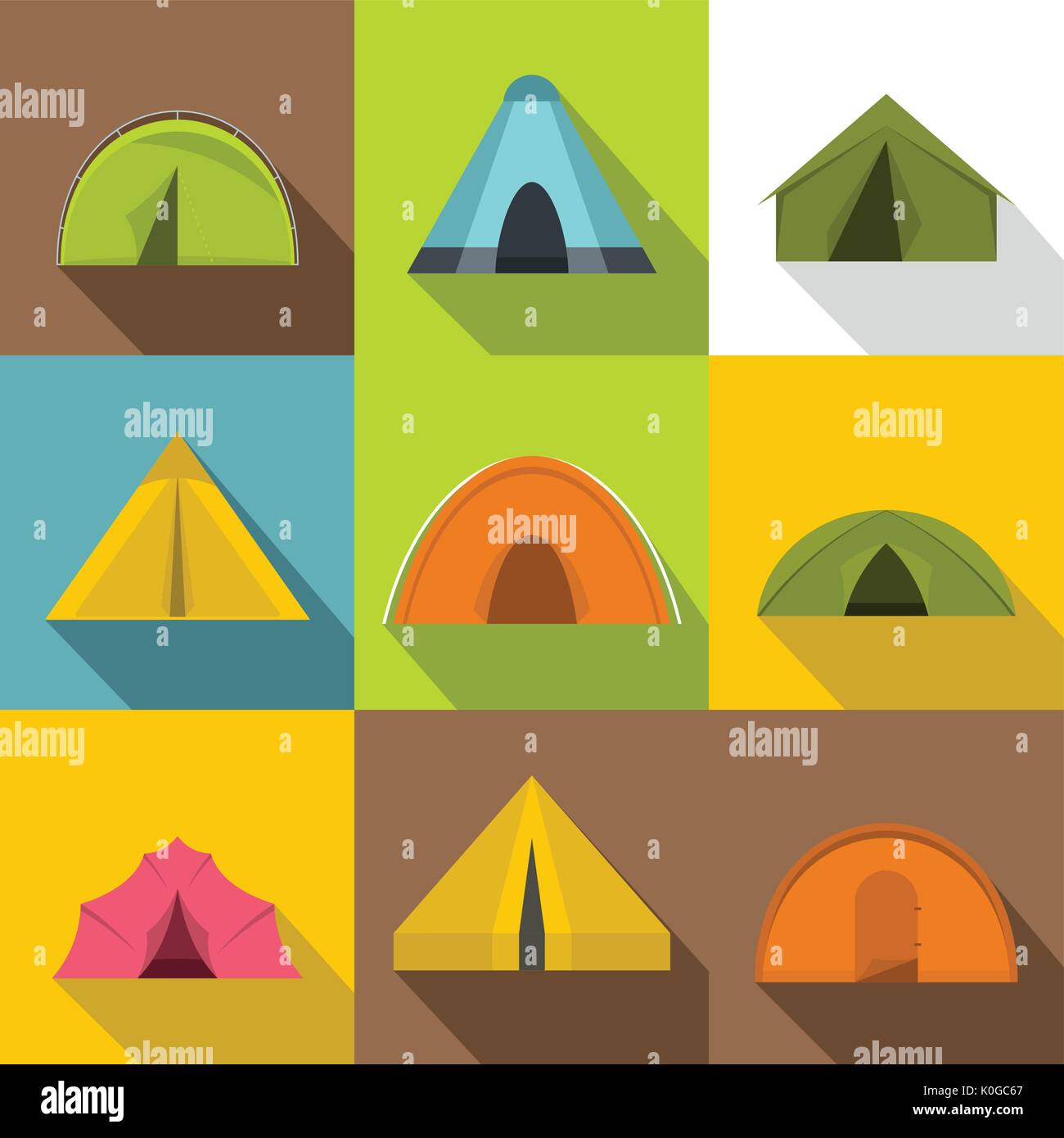 Camp tent icons set, flat style Stock Vector Image & Art - Alamy