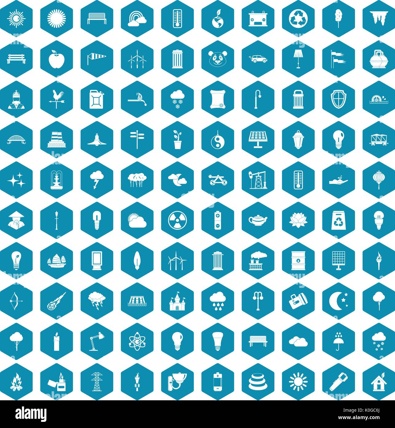 100 street lighting icons sapphirine violet Stock Vector