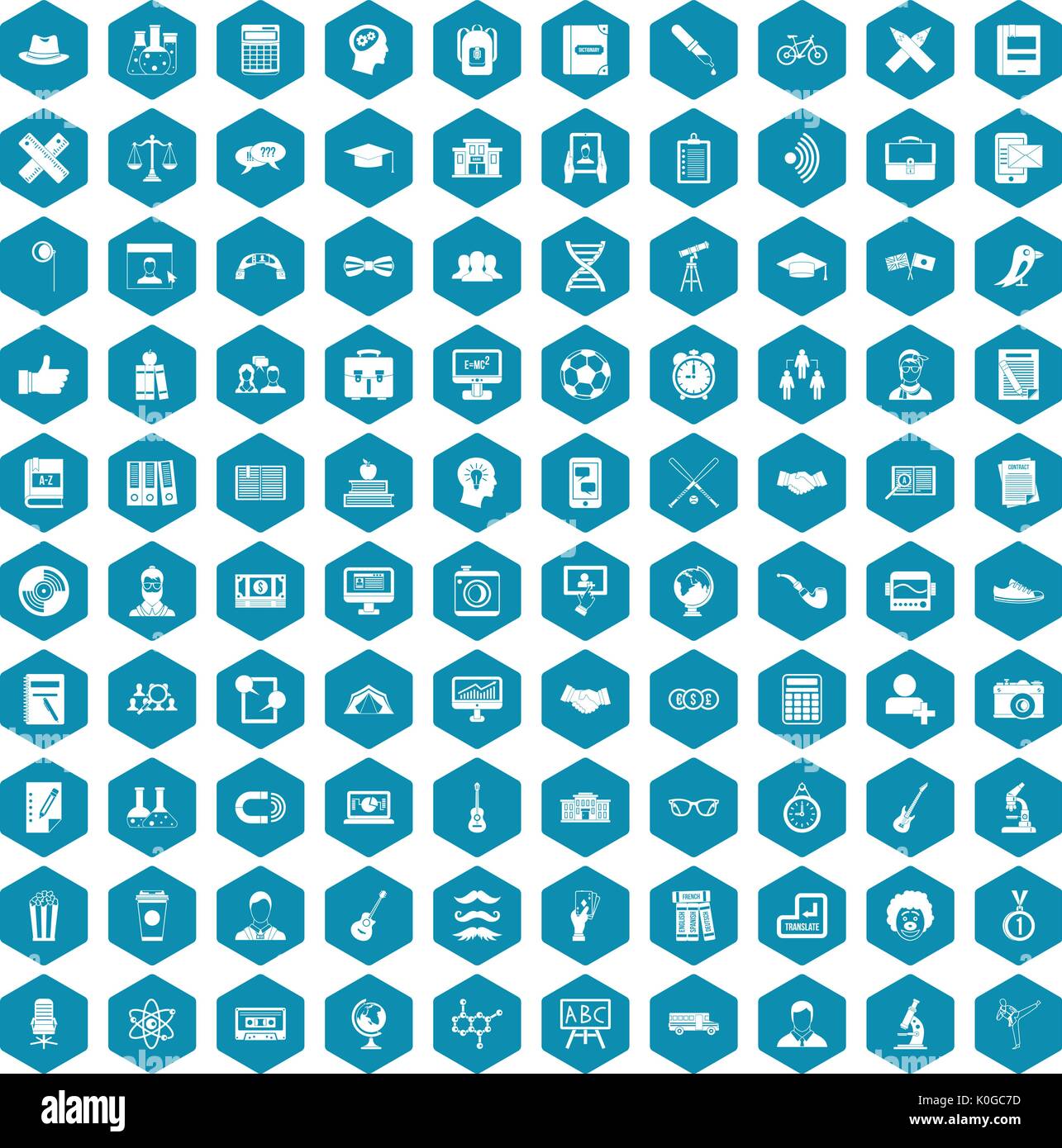 100 student icons sapphirine violet Stock Vector