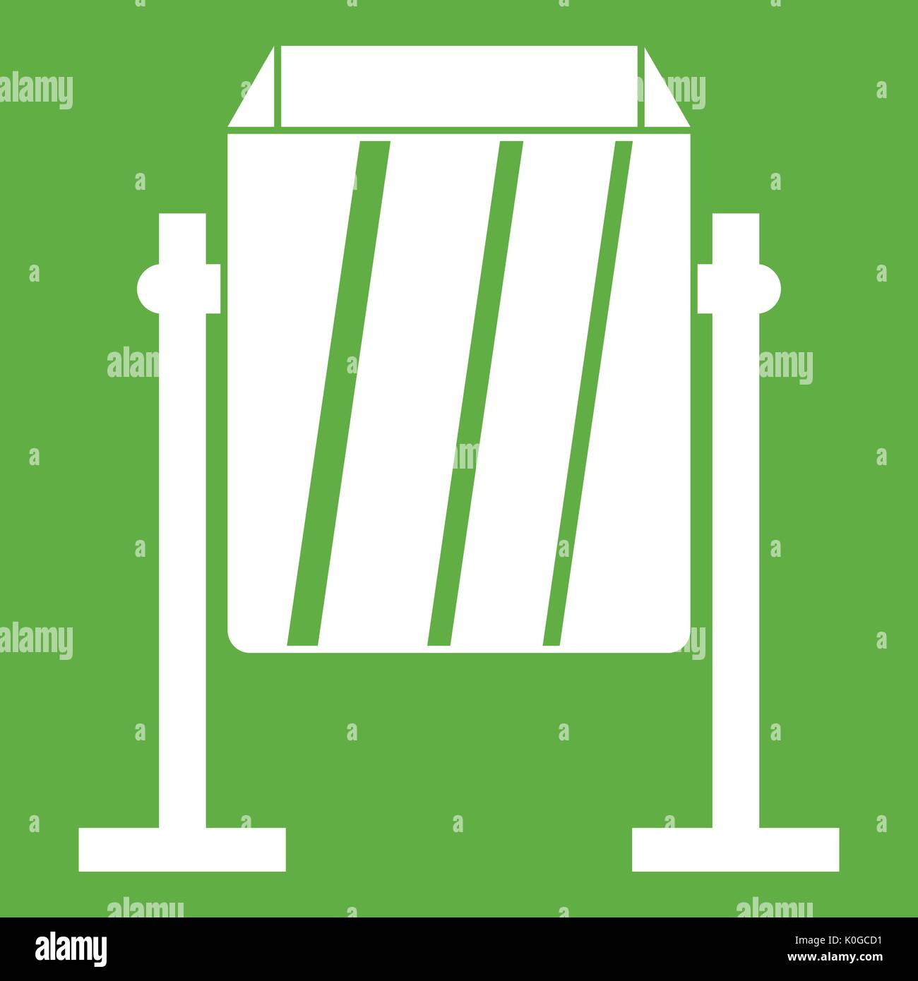 Metal dust bin icon green Stock Vector