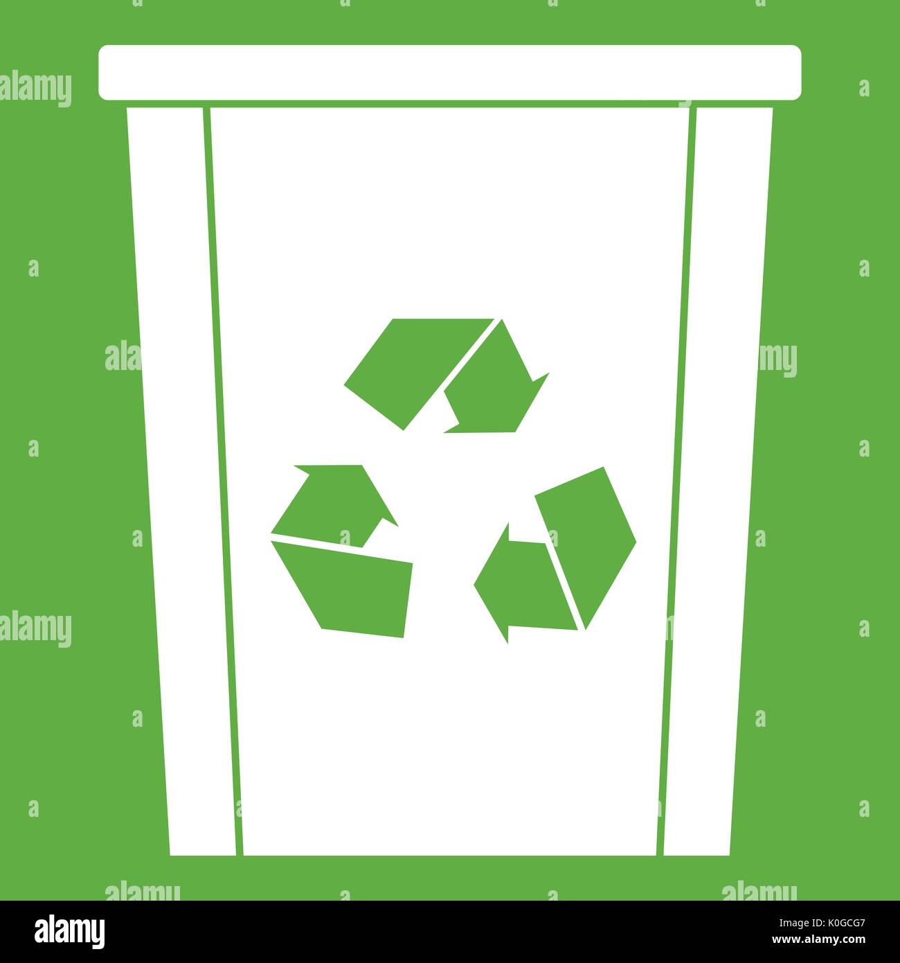 Trash bin with recycle symbol icon green Stock Vector