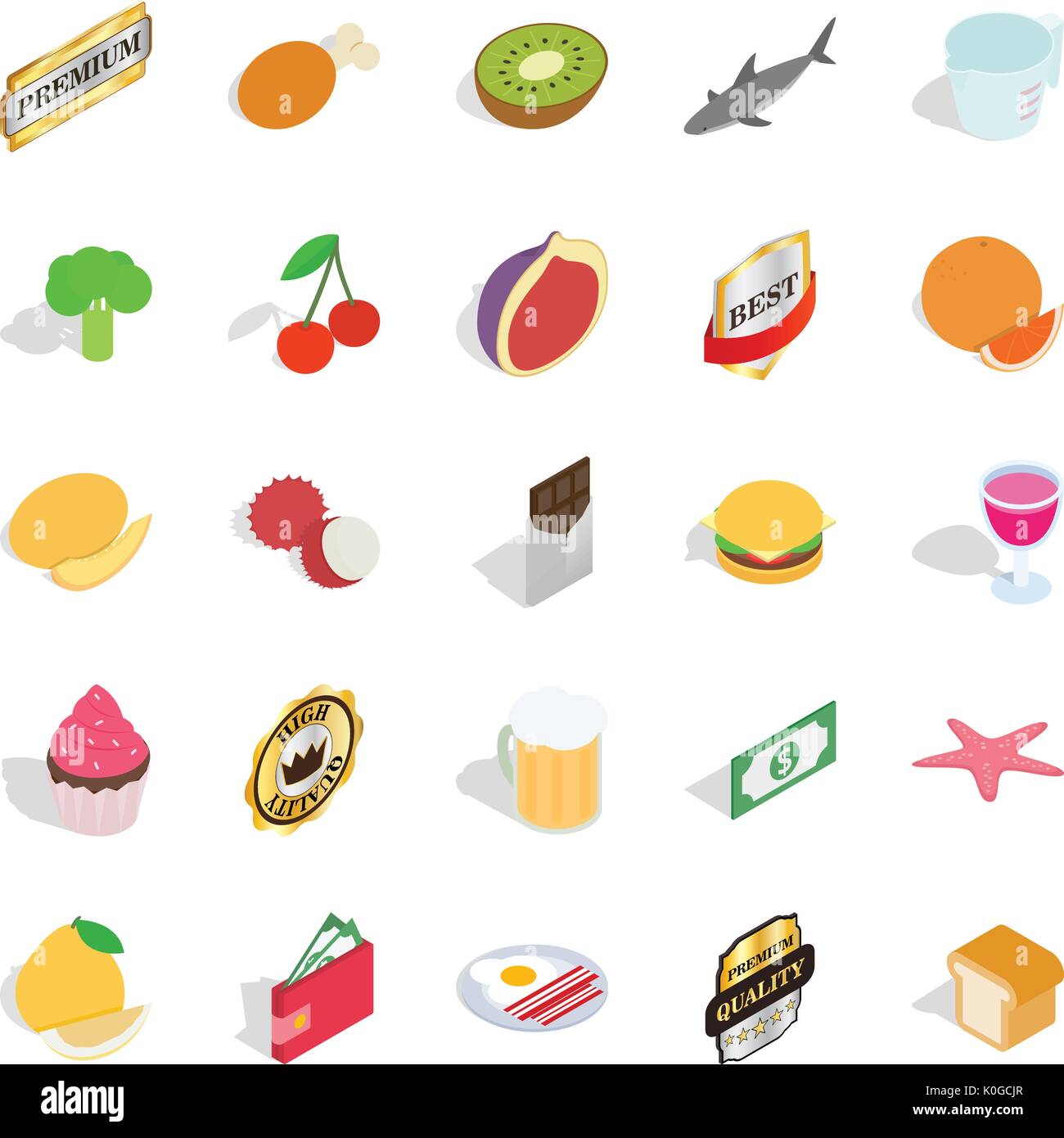 Greengrocery icons set, isometric style Stock Vector