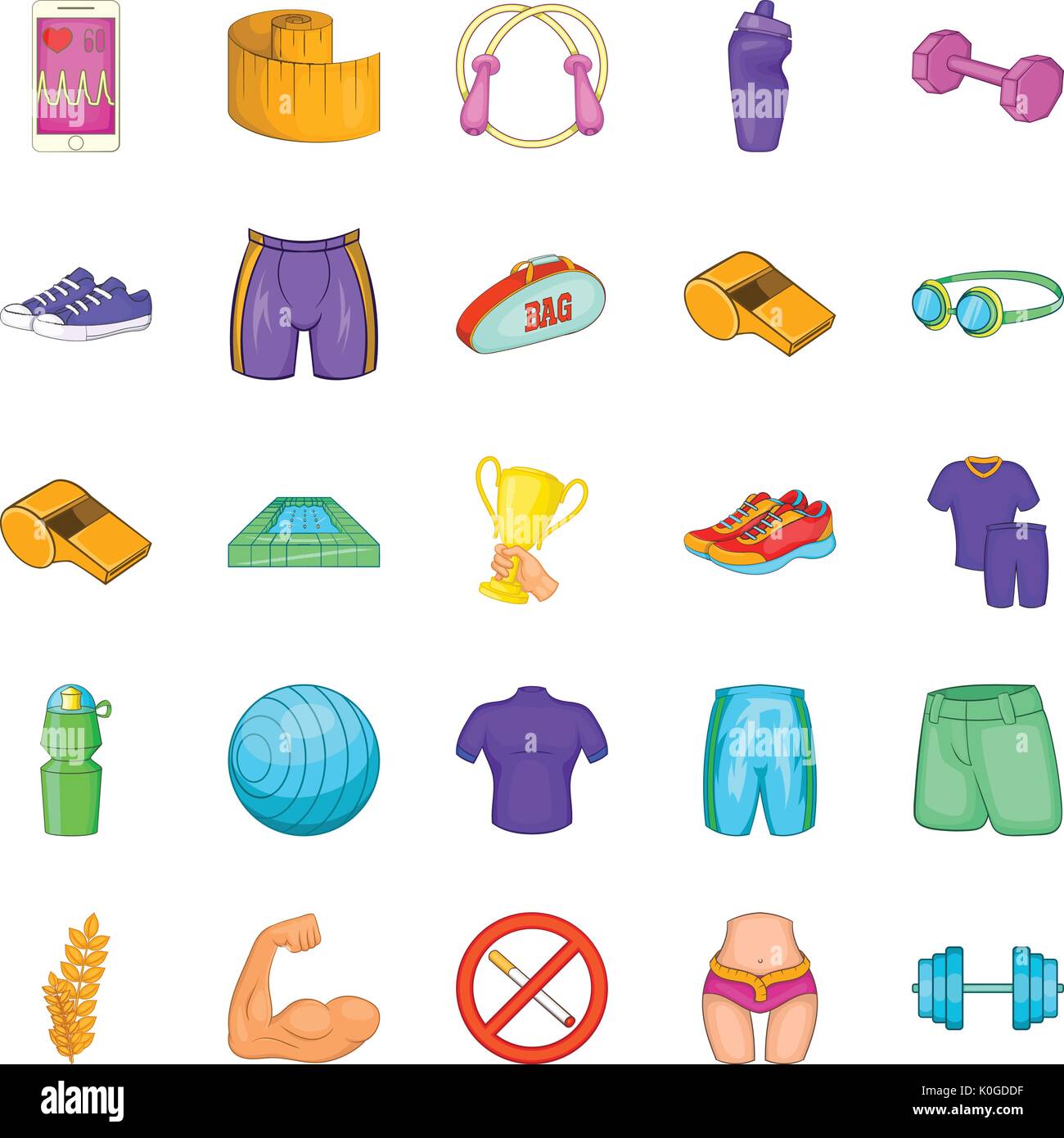Sport school icons set, cartoon style Stock Vector Image & Art - Alamy