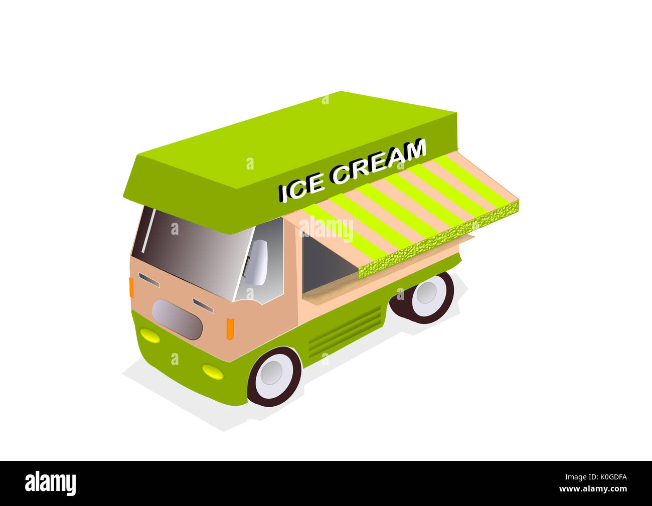 illustration of ice cream truck on white background Stock Photo