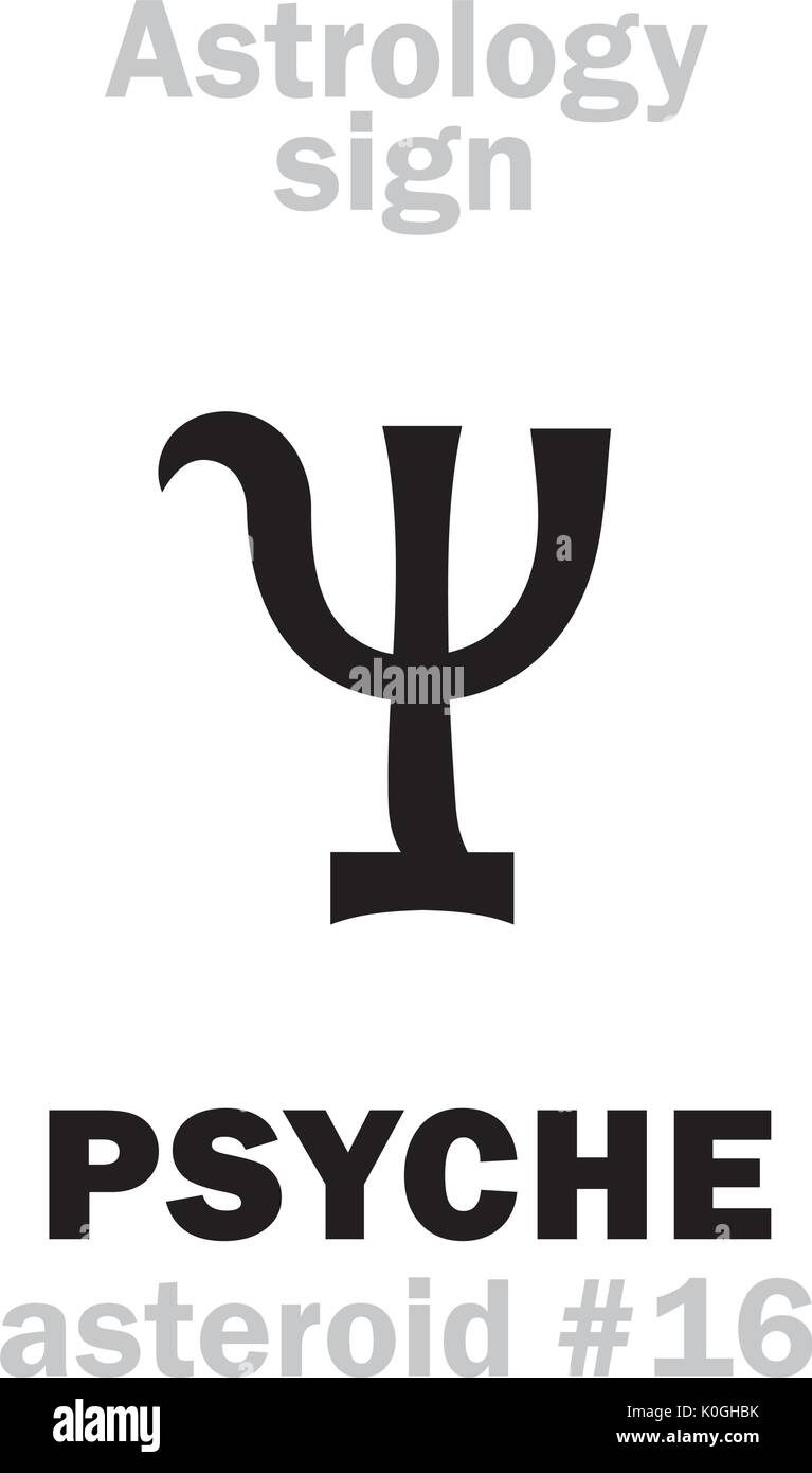 Astrology Alphabet: PSYCHE, asteroid #16. Hieroglyphics character sign (single symbol). Stock Vector