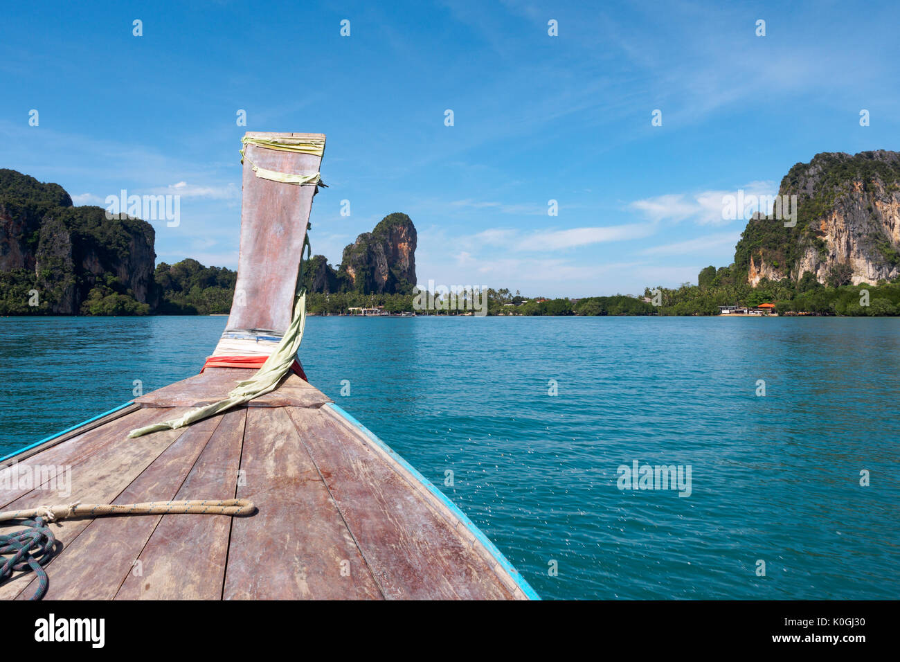 Longtail boat ride to Railay beach, Thailand Stock Photo