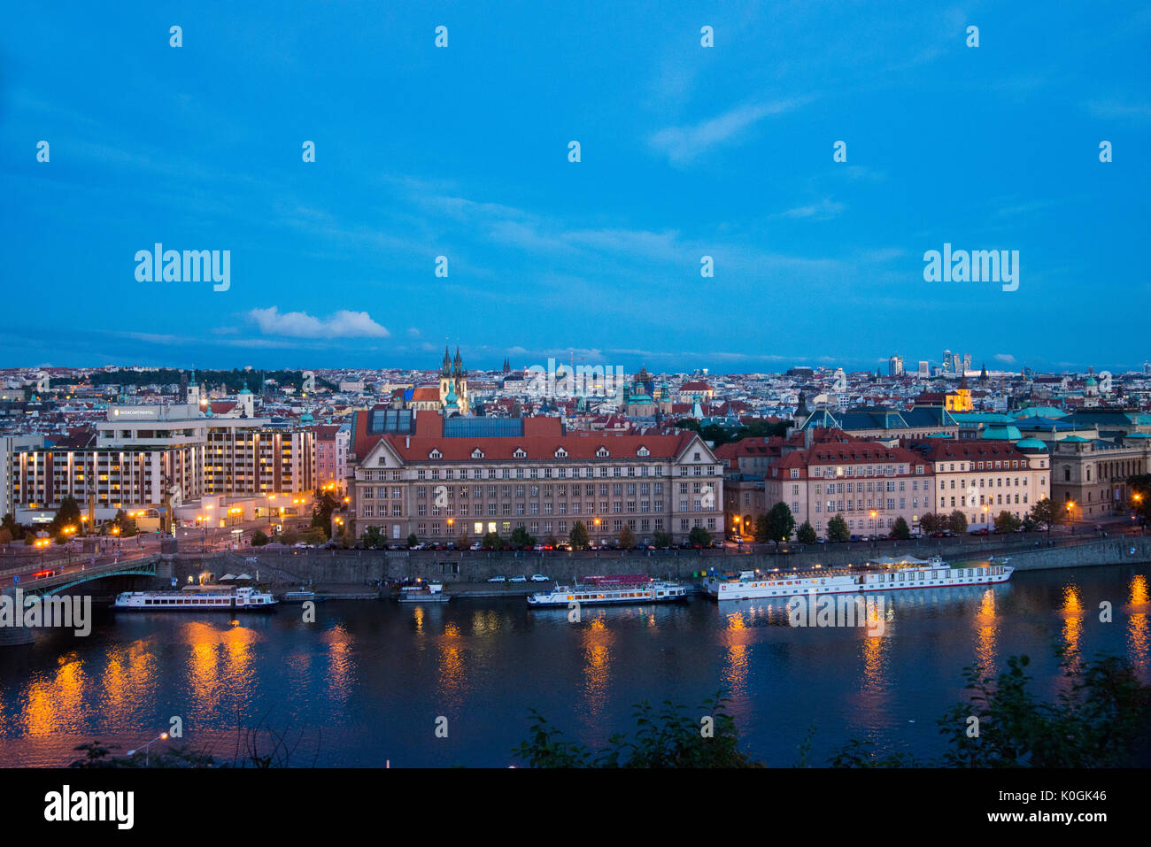 Panoramic view of the Old city of Prague from the Letná Park Stock Photo