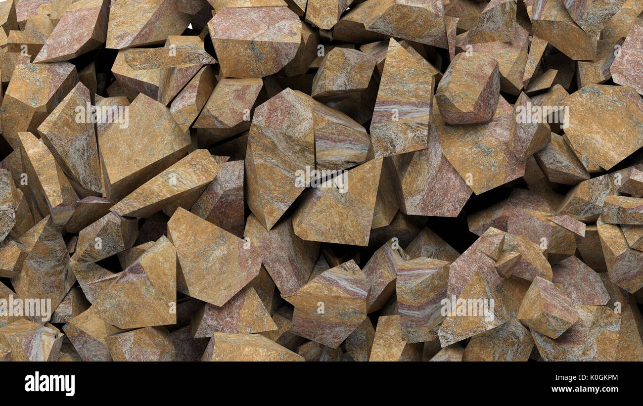 Mineral rocks pieces background. 3d illustration Stock Photo - Alamy