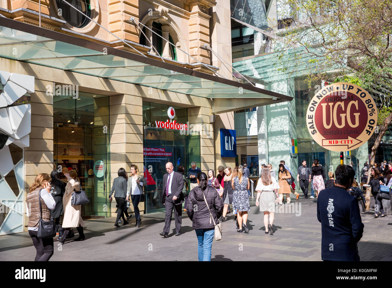Shops and stores in Pitt street , main shopping area zone in Sydney city  centre,New south wales,Australia Stock Photo - Alamy