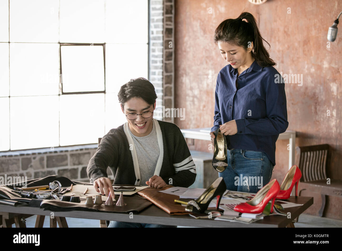 people making shoes