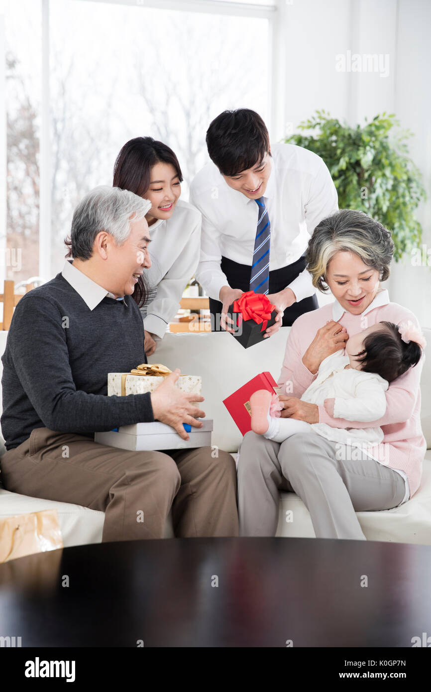 Harmonious big family Stock Photo - Alamy