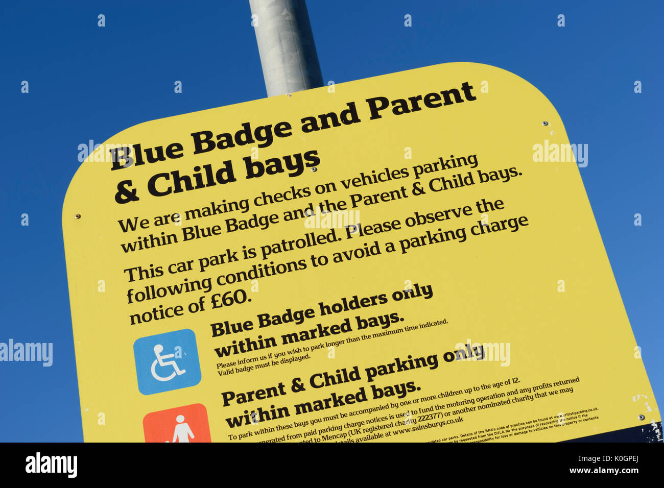 UK Blue Badge (disabled driver) and parent and child spwcial parking