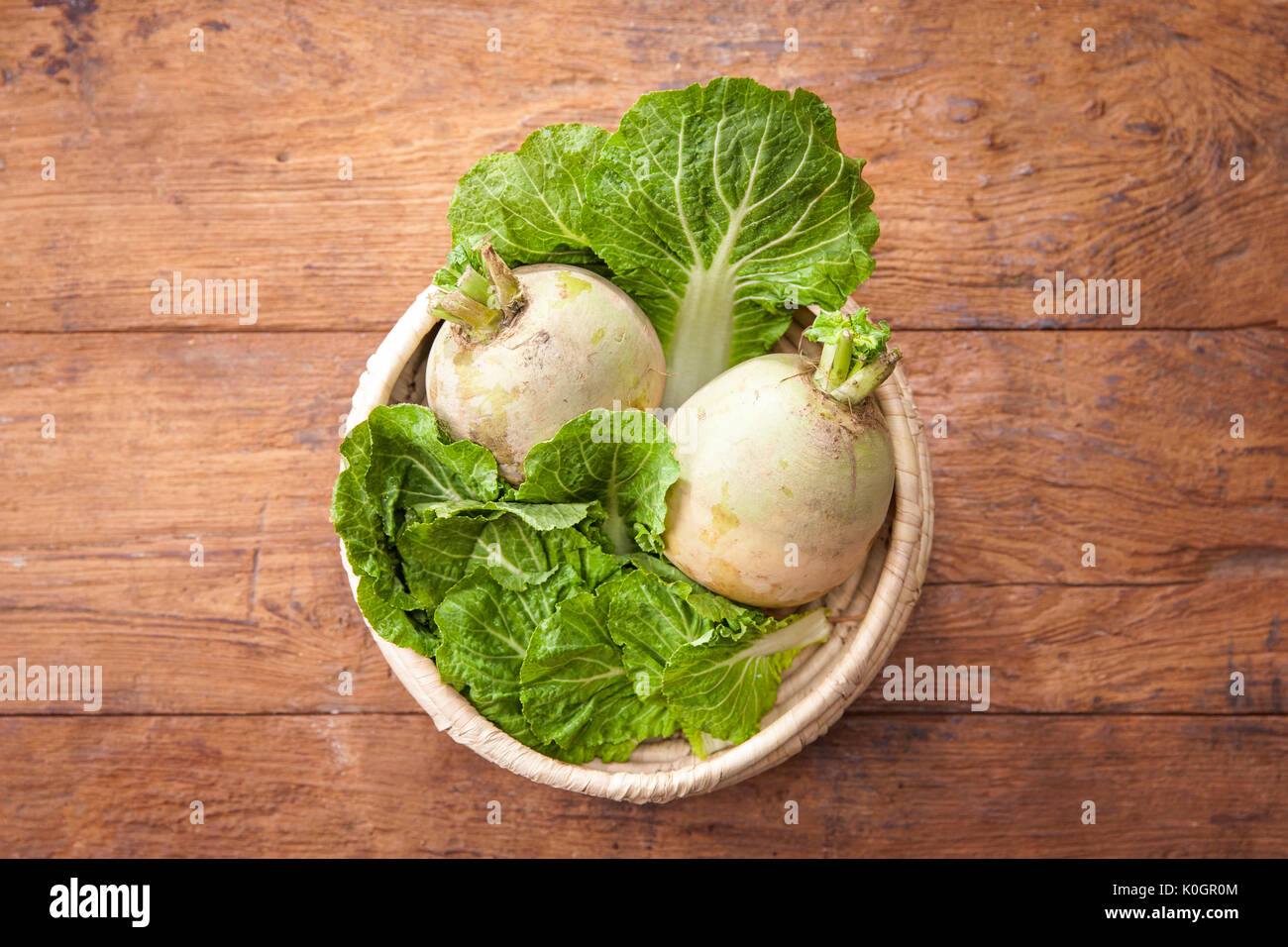 Fresh turnip and cabbage Stock Photo