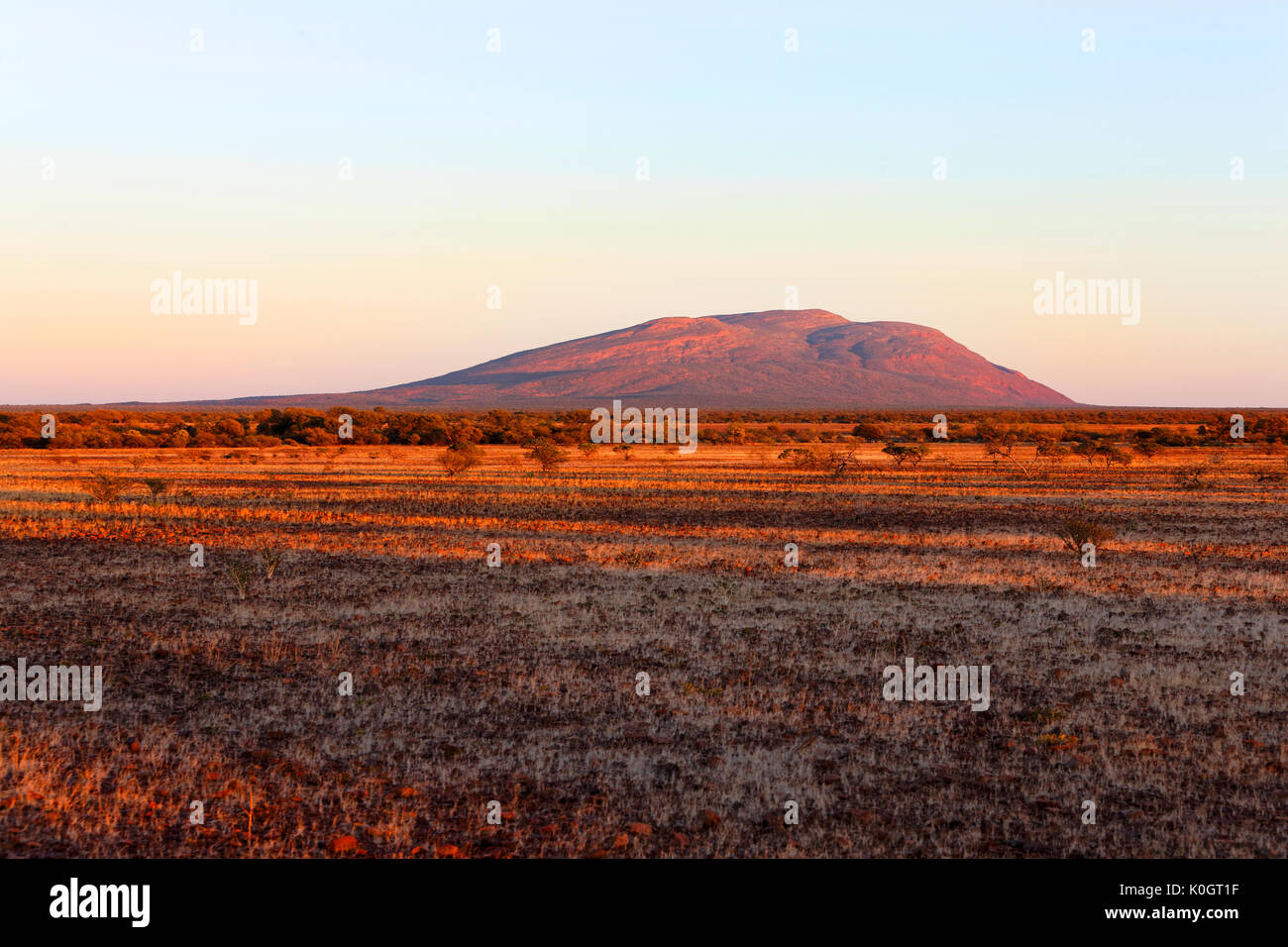 Mount Augustus, earth's largest rock in early morning light, (Burringurrah), National Park, Gascoyne, Western Australia Stock Photo