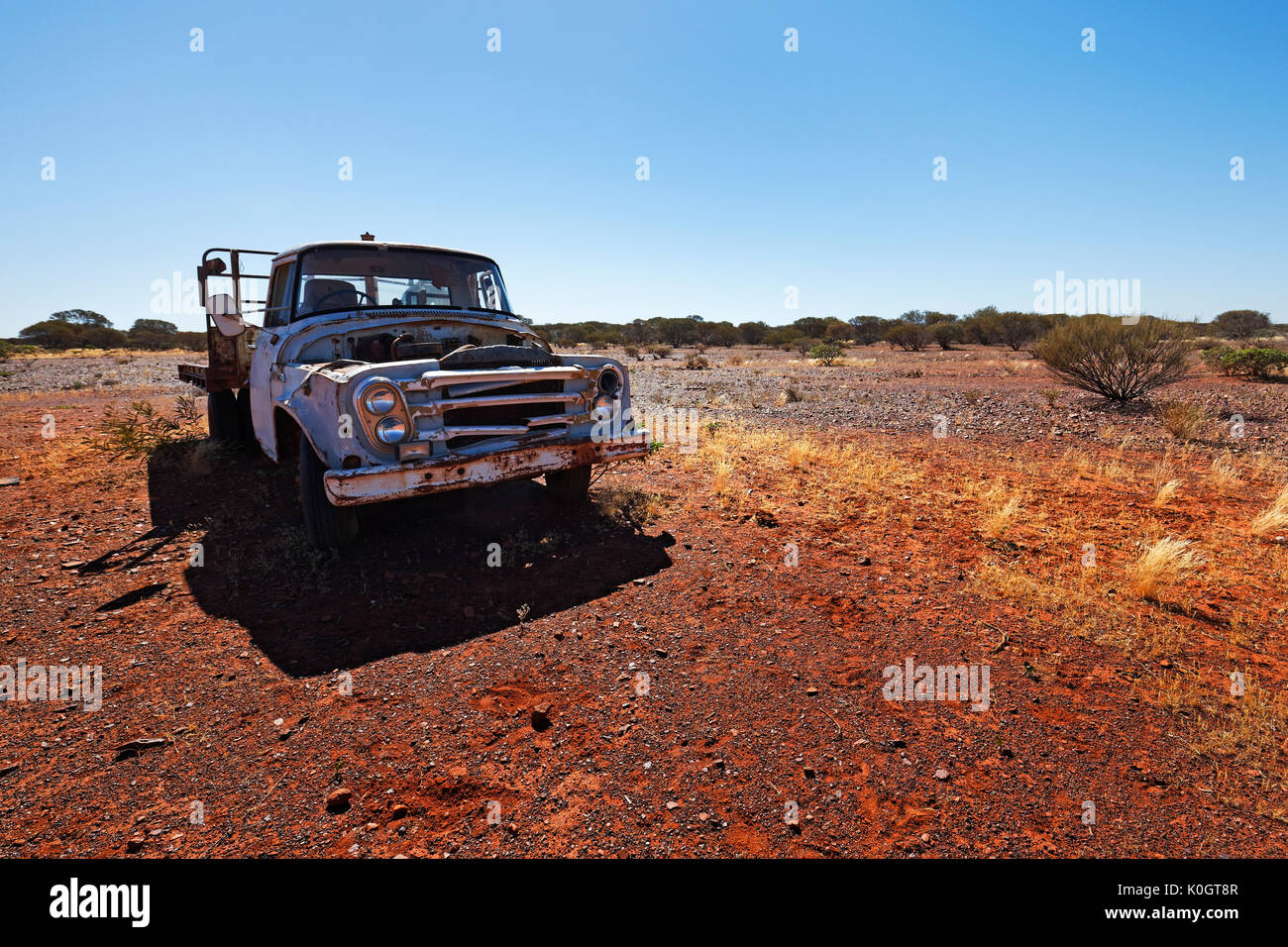 International AB14B series truck wreck in the Australian outback, Gascoyne, Western Australia Stock Photo