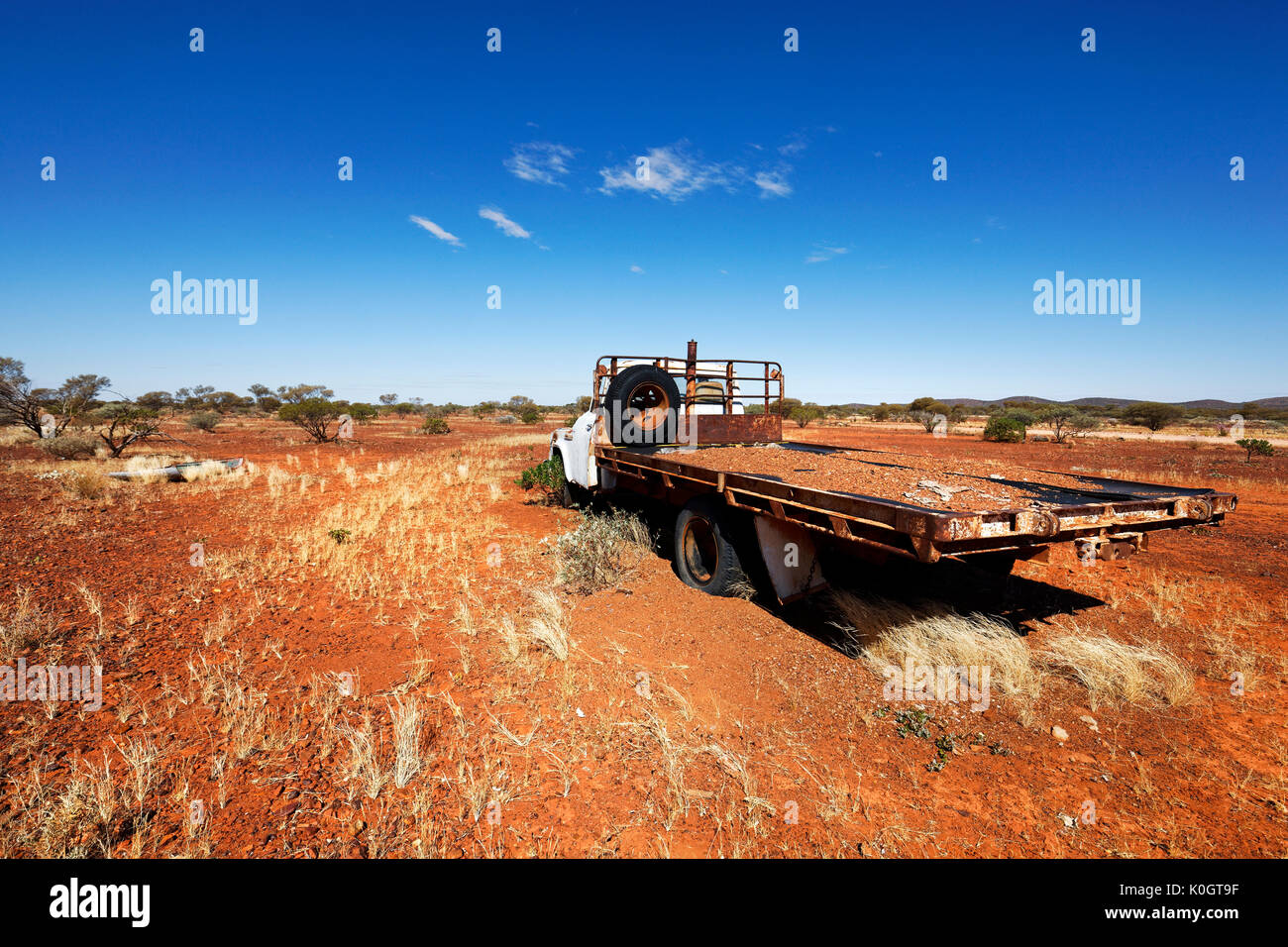 International AB14B series truck wreck in the Australian outback, Gascoyne, Western Australia Stock Photo
