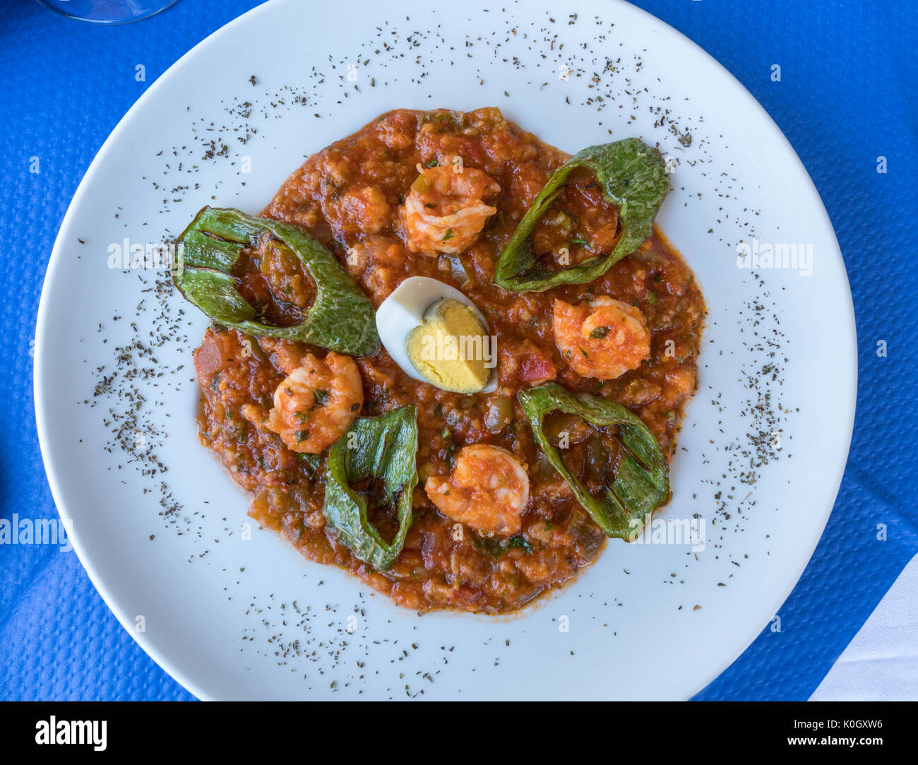 Traditional Andaluz tomato soup served in a restaurant in Cadiz, Andalusia, Spain Stock Photo