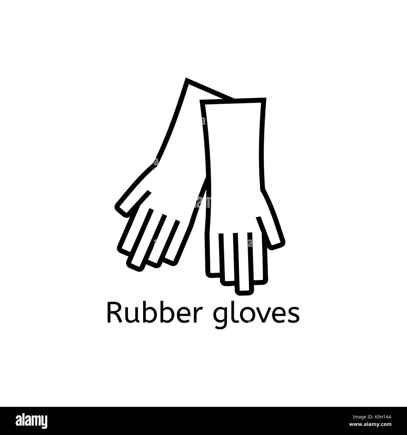 Rubber gloves simple line icon. Protective medical latex glovev thin linear signs. Concept for websites, infographic, mobile app Stock Photo