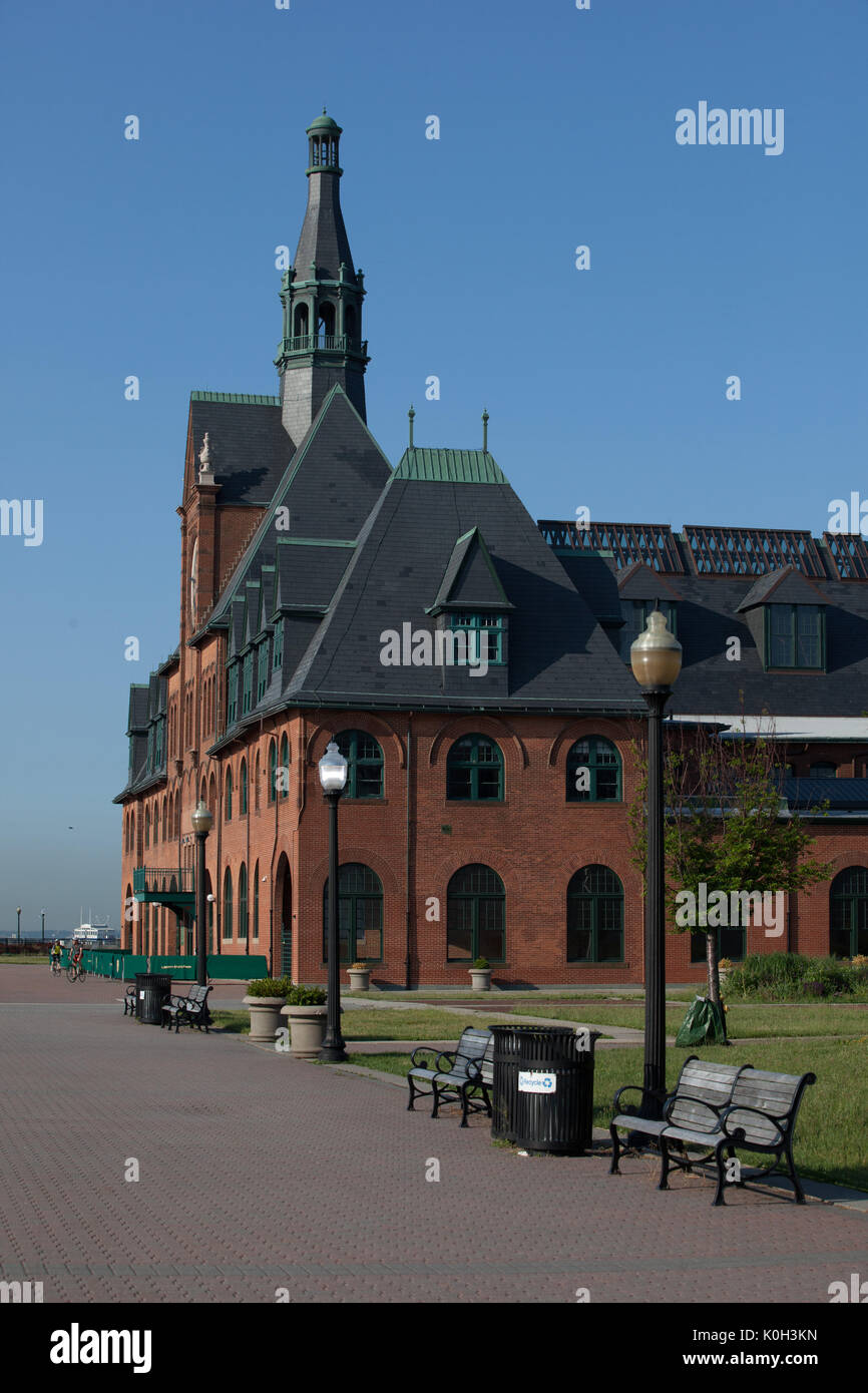 Central Railroad of New Jersey (CRRNJ) at Liberty Island State Park, Jersey City, NJ Stock Photo