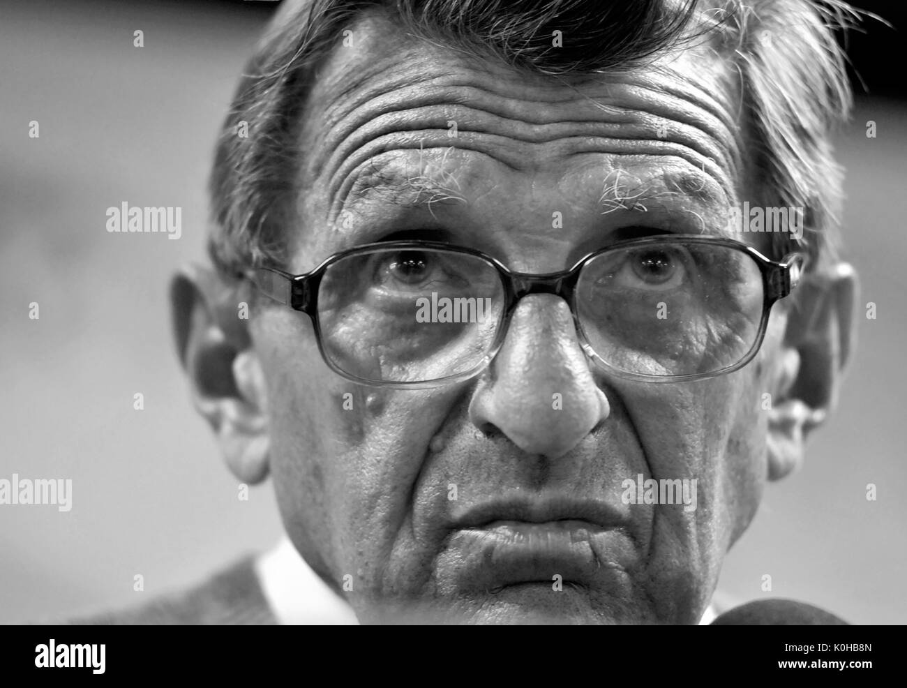 Tampa, Fl --  Penn State Coach Joe Paterno addresses the media following the Outback Bowl January 1, 2011 in Tampa, Florida.  Photo by Tim Boyles Stock Photo