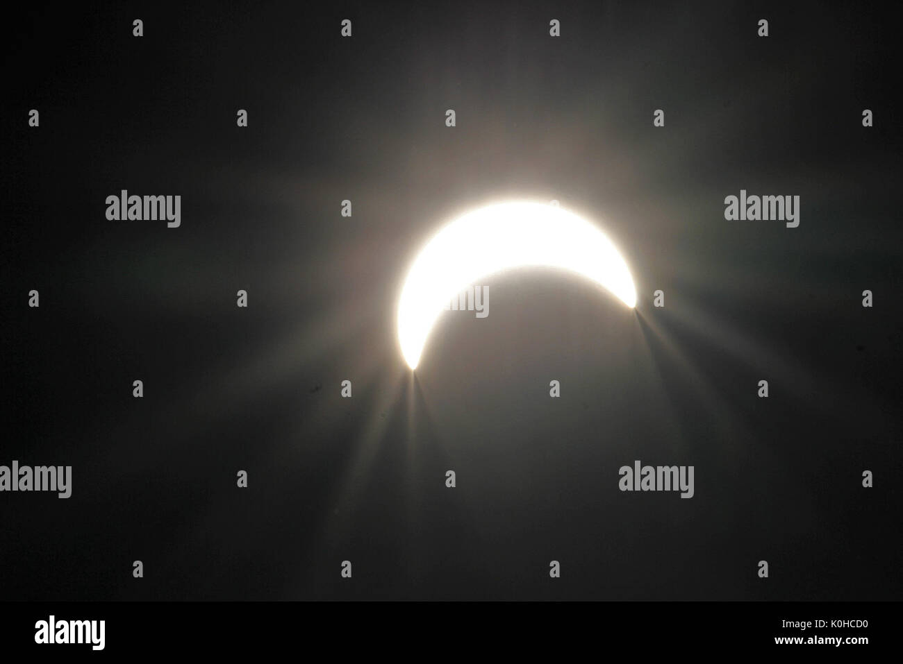 Partial Solar Eclipse on 21st August 2017 as observed in Nanaimo, British Columbia, Canada Stock Photo