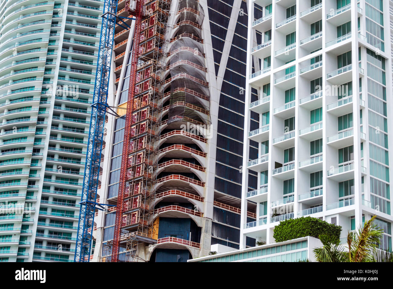 Miami Florida,Biscayne Boulevard,skyscrapers,under new construction site building builder,buildings,high rise condominiums,One Thousand Museum,Zaha Ha Stock Photo