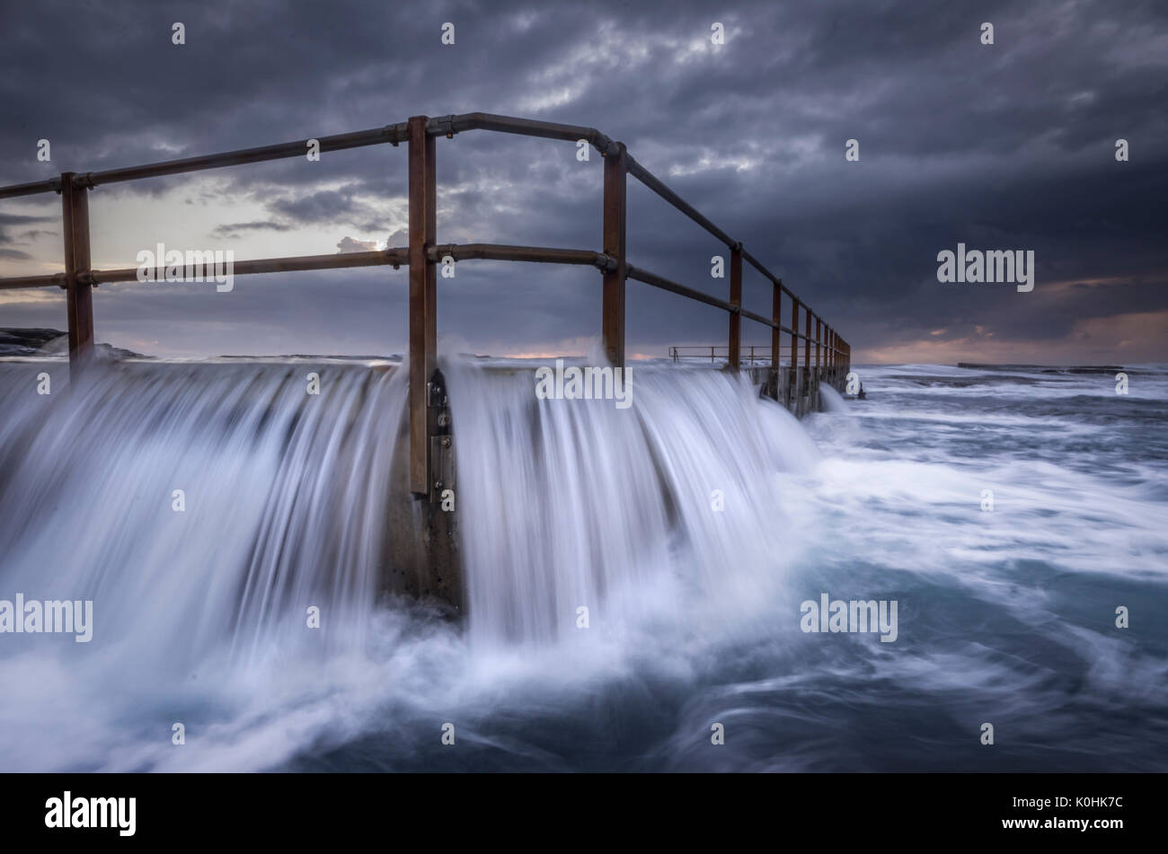 North Curl Curl Rock Pool, overflowing at sunrise, North Curl Curl