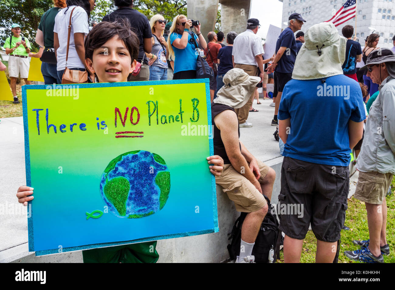 Miami Florida,Museum Park,March for Science,protest,rally,sign,poster,protester,boy boys,male kid kids child children youngster,student students pupil Stock Photo